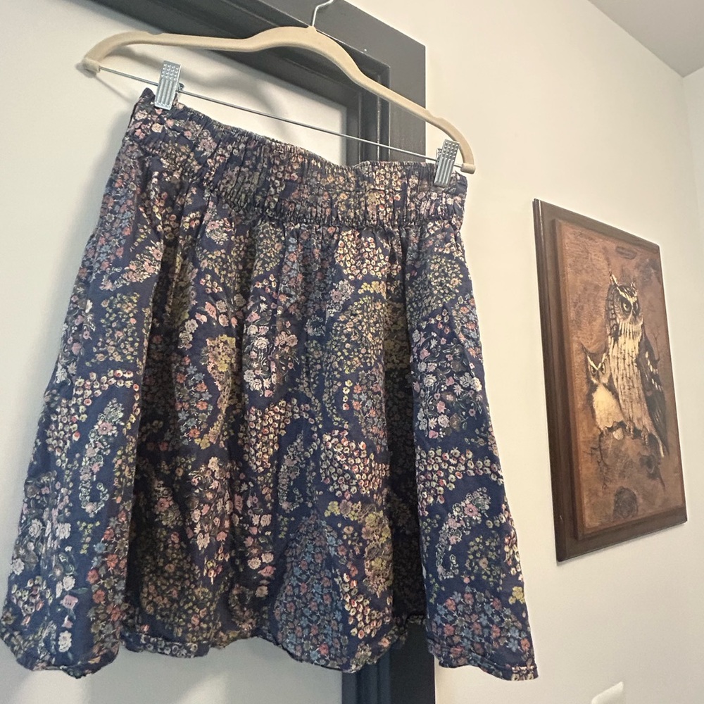 H&M Navy Floral Skater Skirt